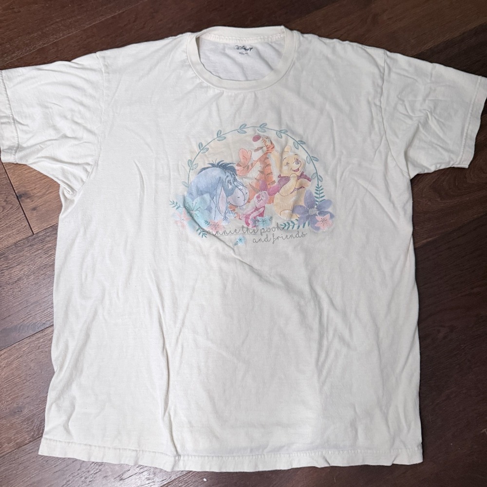 Disney Winnie the Pooh & Friends T-Shirt Adult White Eeyore Tigger Piglet ~XL